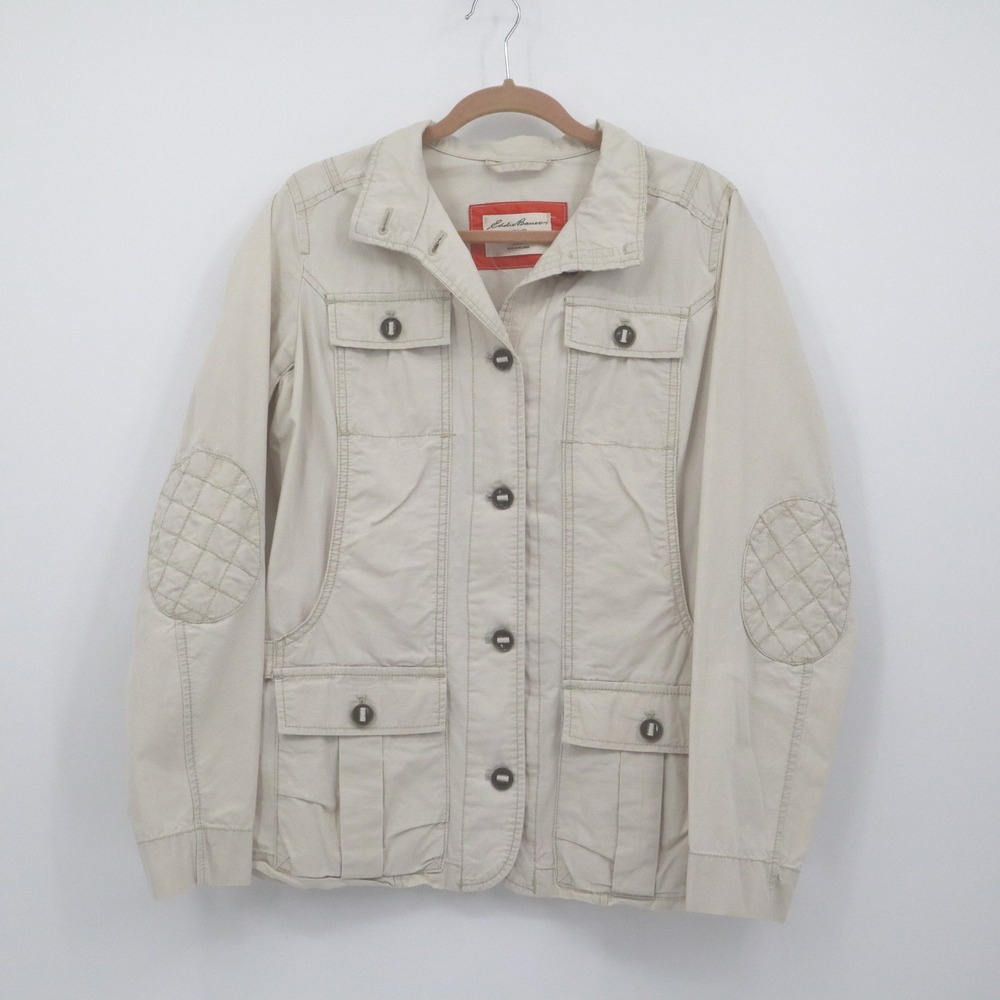 Eddie Bauer Field Jacket Women's TL Tan Quilted Elbow Patches‎ Utility Gorpcore